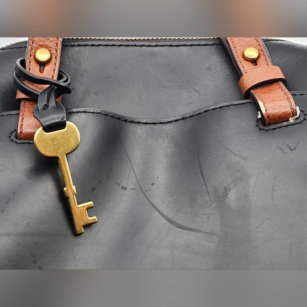 Fossil Rachel Black and Brown Satchel - Picture 11 of 11